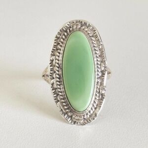Vintage 925 Sterling Silver Large Green Turquoise Southwest Statement Ring SZ 8